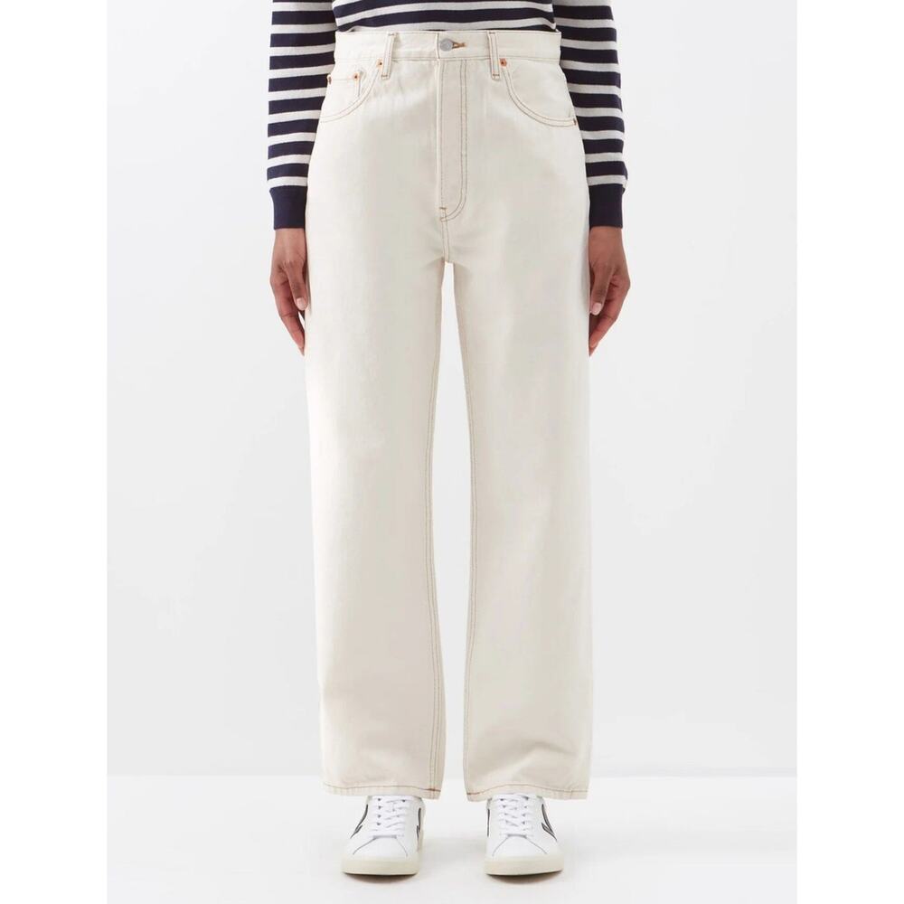 Re/Done 90s Low Slung Crop Jeans Rinsed Birch Wash Cream